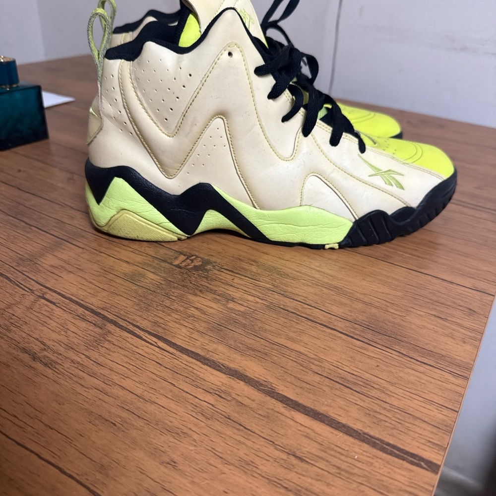 Reebok Cream and Neon Green High-Top Sneakers